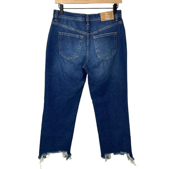 We The Free Free People Mid Rise Straight Leg Cropped Jeans Chewed Hem Size 25 - Picture 4 of 9